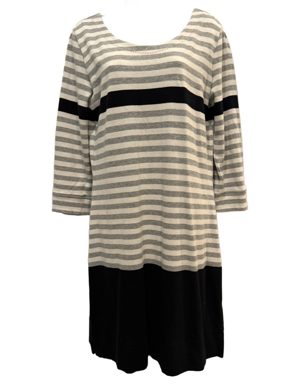 Hatley Gray & Black Striped Scoop-Neck Midi Dress